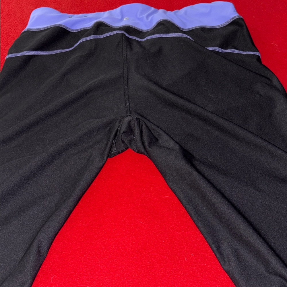 Xersion Black Leggings with Teal and Lavender Waistbands - Picture 10 of 10